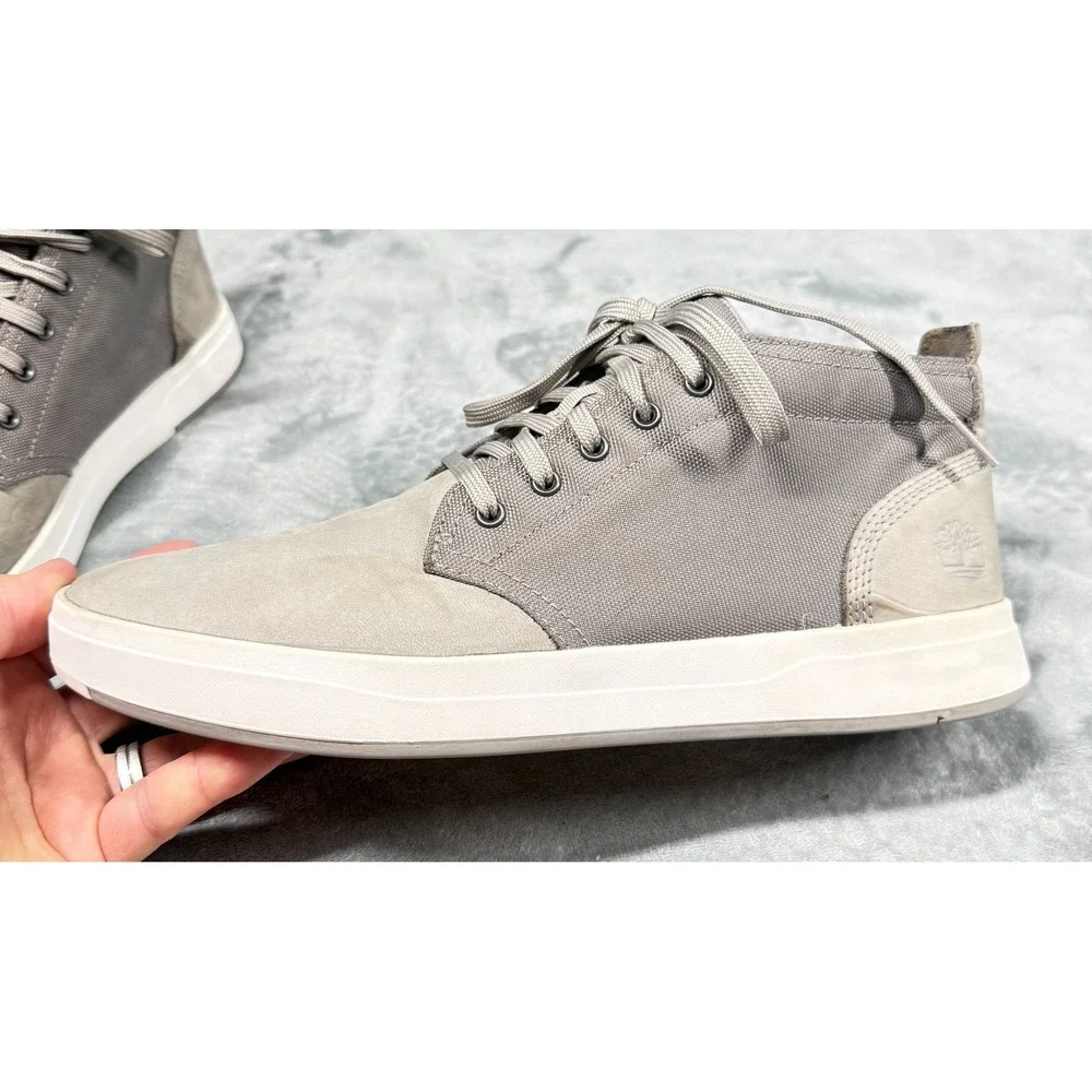Timberland Mens 10 Chukka Sneakers Tan Nubuck Leather Canvas Lace Up Casual